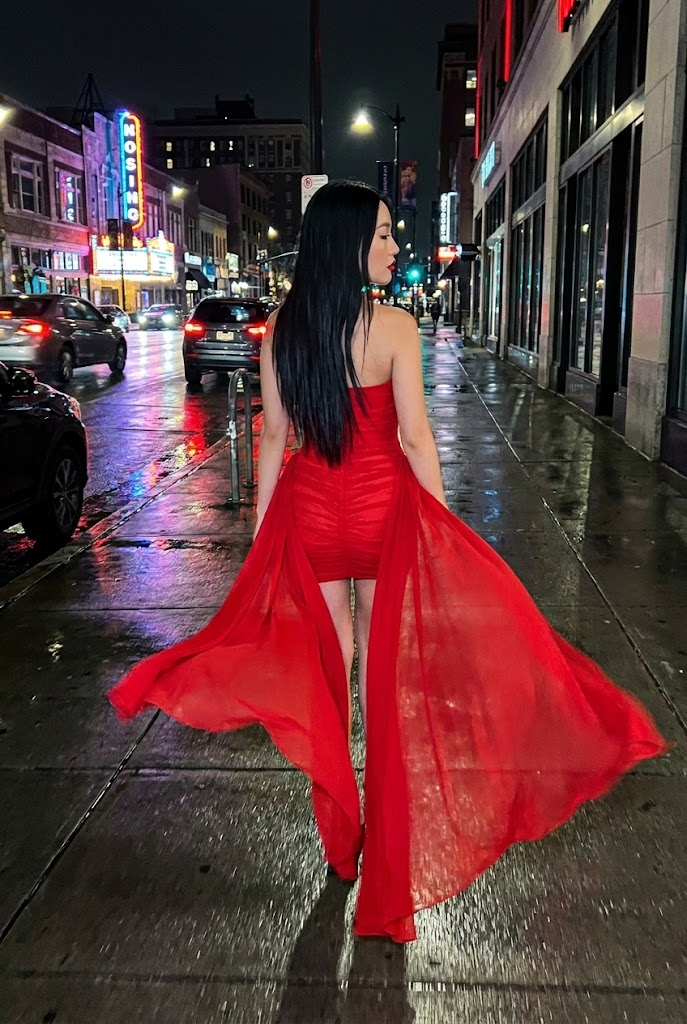 La Fiamma red dress detail — ROSSACASA